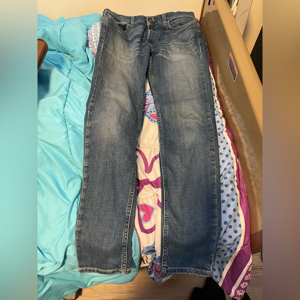 Hollister Men's Faded Dark Blue Washed Skinny Jeans Size Waist 30